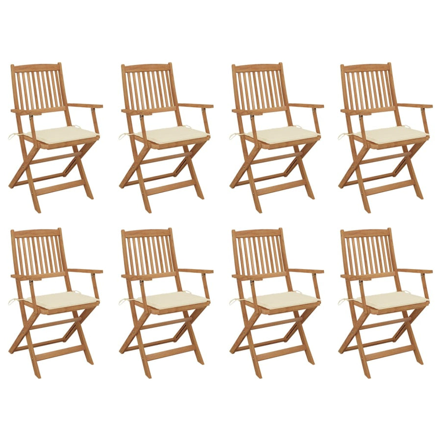 Tuinstoelen 8 St Inklapbaar Met Kussens Massief Acaciahout crème