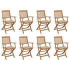 Folding Garden Chairs with Cushions Solid Acacia Wood 8