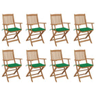 Folding Garden Chairs with Cushions Solid Acacia Wood 8