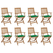 Tuinstoelen massief acaciahout groen inklapbaar 8 stuks