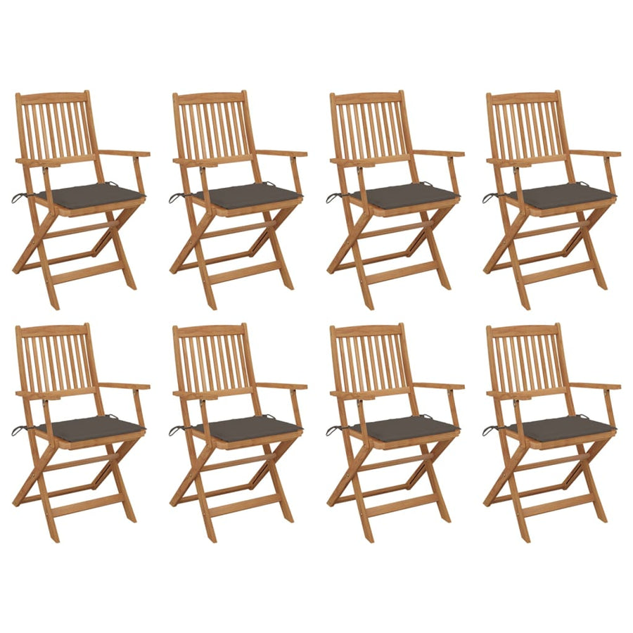 Tuinstoelen 8 St Inklapbaar Met Kussens Massief Acaciahout Taupe