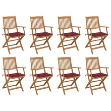 Tuinstoelen 8 St Inklapbaar Met Kussens Massief Acaciahout Wijnrood