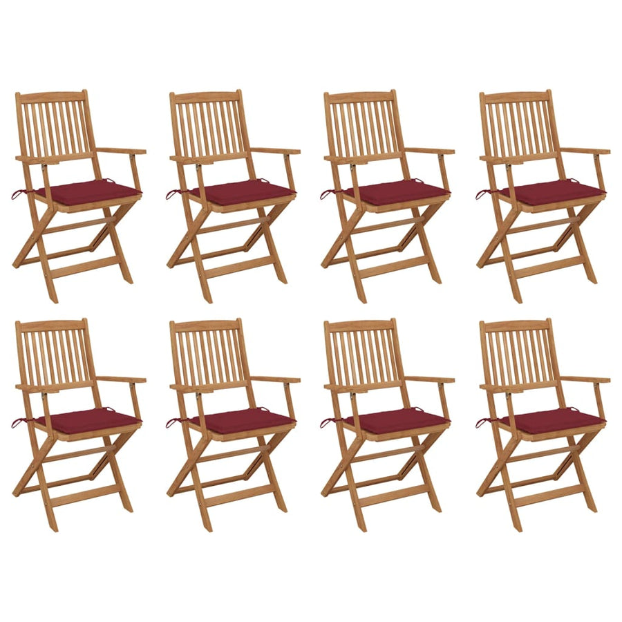 Tuinstoelen 8 St Inklapbaar Met Kussens Massief Acaciahout Wijnrood