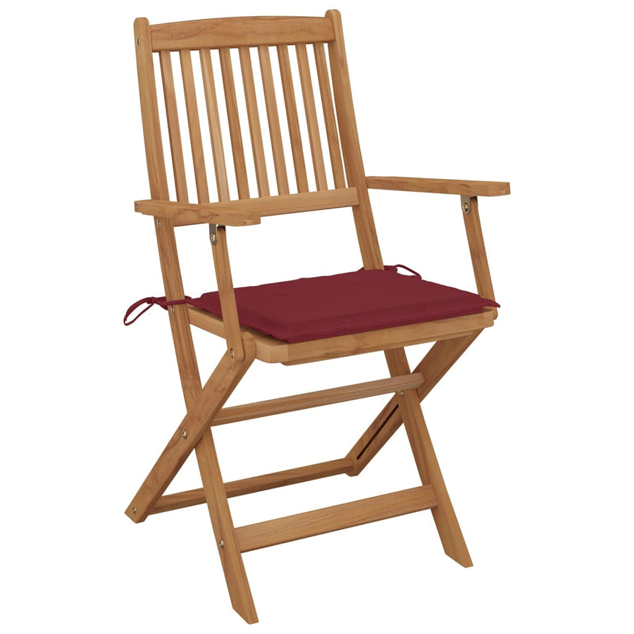 Tuinstoelen 8 St Inklapbaar Met Kussens Massief Acaciahout Wijnrood