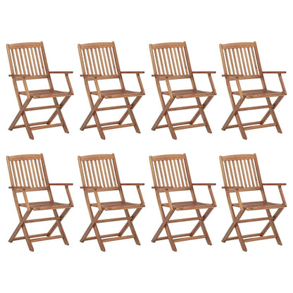 Tuinstoelen 8 St Inklapbaar Met Kussens Massief Acaciahout Grijs ruitpatroon