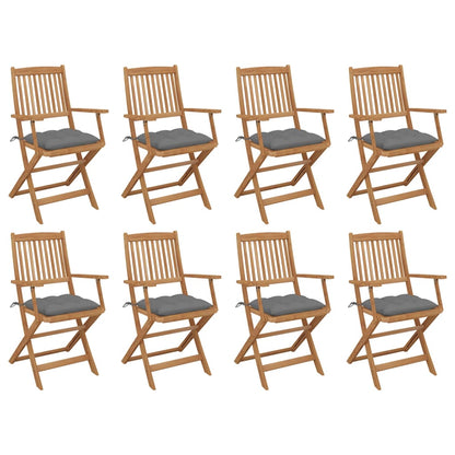 Tuinstoelen Inklapbaar Met Kussens Massief Acaciahout 8 Grijs