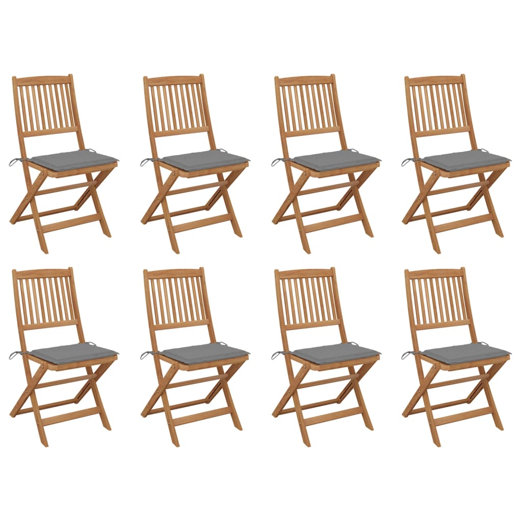 Tuinstoelen Inklapbaar Met Kussens Massief Acaciahout 8 Grijs