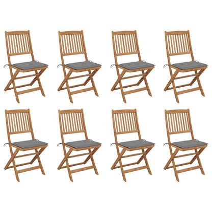 Tuinstoelen Inklapbaar Met Kussens Massief Acaciahout 8 Grijs