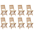 Garden Chairs 8 pcs Foldable with Cushions Solid Acacia Wood