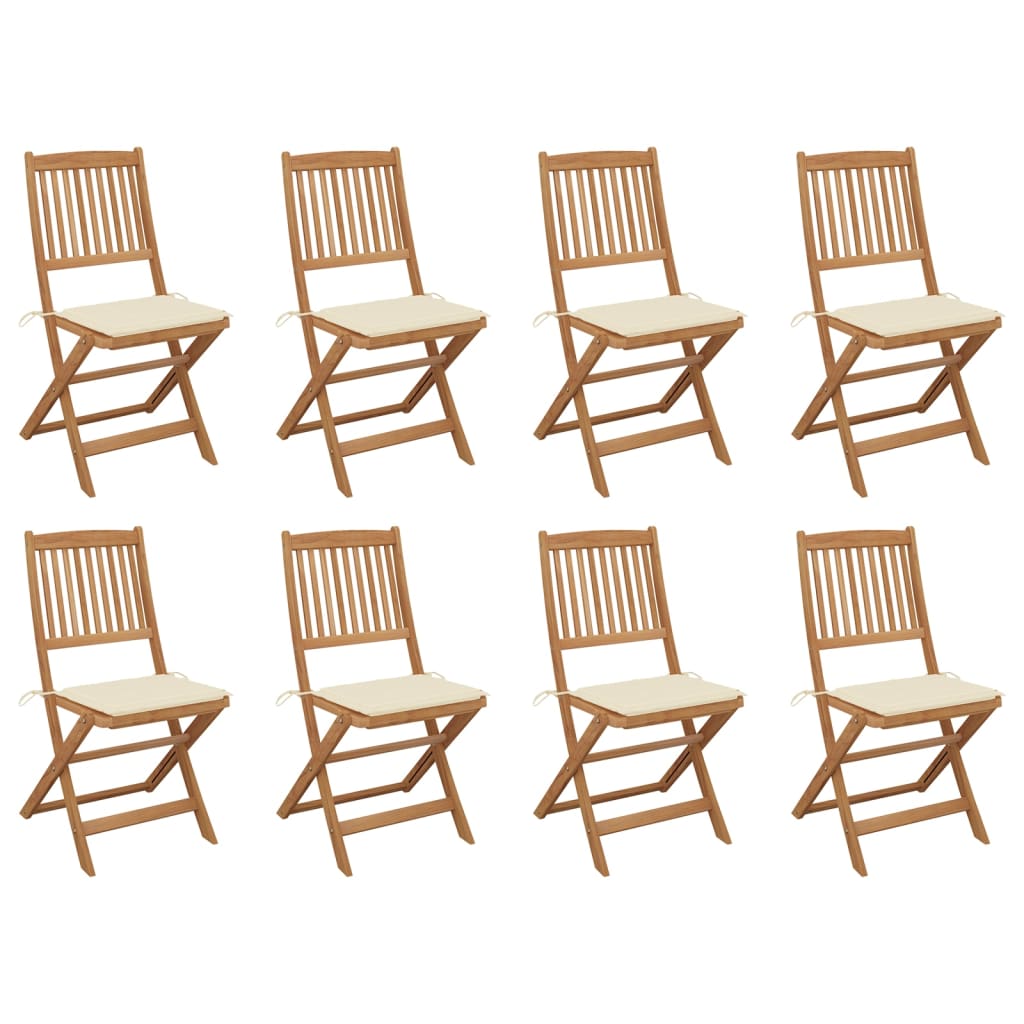 Tuinstoelen 8 St Inklapbaar Met Kussens Massief Acaciahout crème