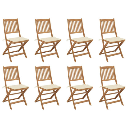Tuinstoelen 8 St Inklapbaar Met Kussens Massief Acaciahout crème
