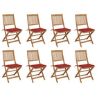 Tuinstoelen inklapbaar massief acaciahout set van 8 rood