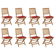 Tuinstoelen inklapbaar massief acaciahout set van 8 rood