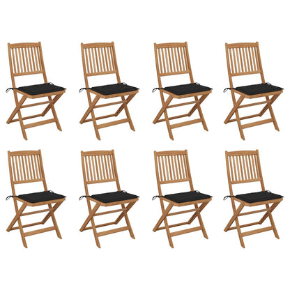 Tuinstoelen 8 St Inklapbaar Met Kussens Massief Acaciahout Zwart