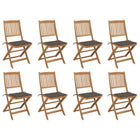 Garden Chairs 8 pcs Foldable with Cushions Solid Acacia Wood