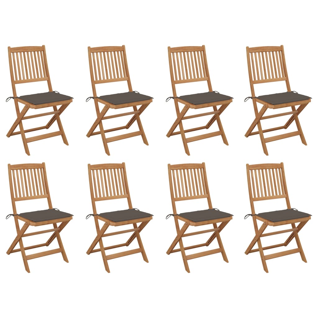 Tuinstoelen 8 St Inklapbaar Met Kussens Massief Acaciahout Taupe