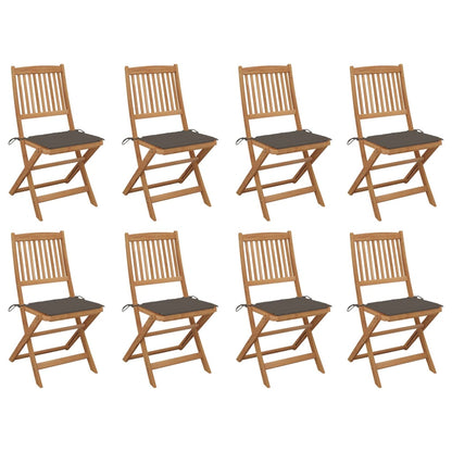 Tuinstoelen 8 St Inklapbaar Met Kussens Massief Acaciahout Taupe