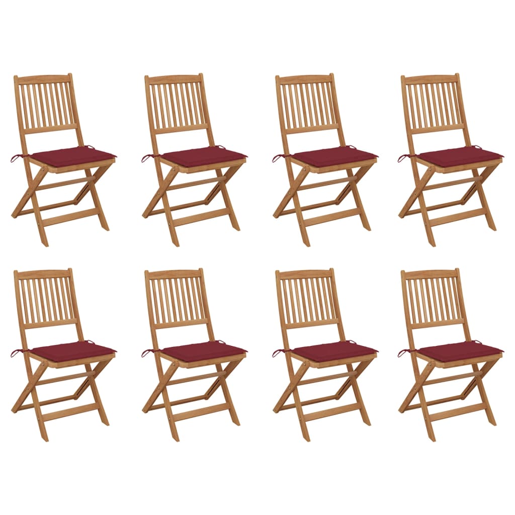Tuinstoelen 8 St Inklapbaar Met Kussens Massief Acaciahout Wijnrood