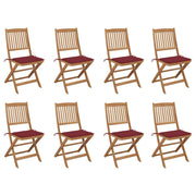 Tuinstoelen 8 st inklapbaar massief acaciahout wijnrood