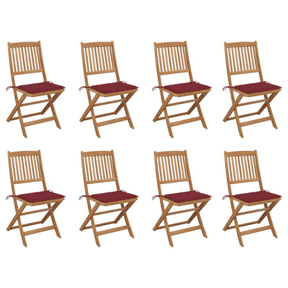Tuinstoelen 8 St Inklapbaar Met Kussens Massief Acaciahout Wijnrood
