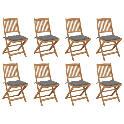 Tuinstoelen Inklapbaar Met Kussens Massief Acaciahout 8 Grijs