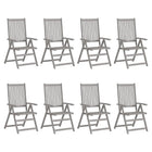 Garden Chairs Adjustable Solid Acacia Wood Grey 8