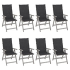 Garden Chairs Adjustable With Cushions Acacia Wood Grey 8