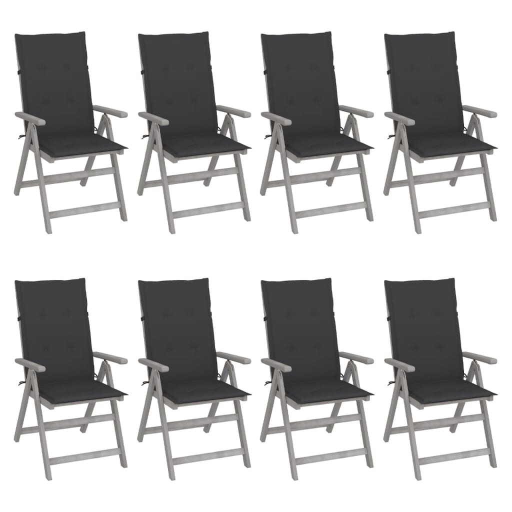 Tuinstoelen Verstelbaar Met Kussens Acaciahout Grijs 8