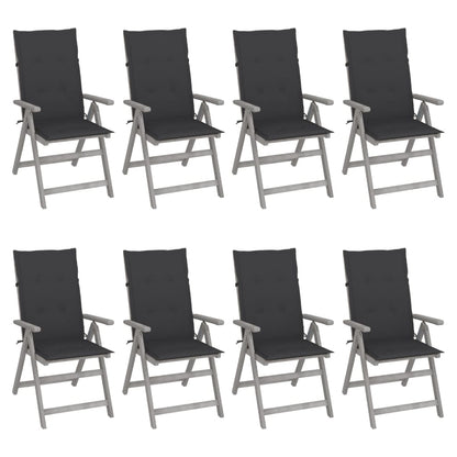 Tuinstoelen Verstelbaar Met Kussens Acaciahout Grijs 8