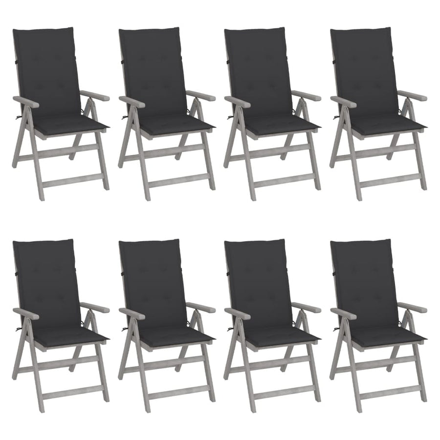 Tuinstoelen Verstelbaar Met Kussens Acaciahout Grijs 8