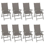 Tuinstoelen acaciahout verstelbaar 8 stuks grijs