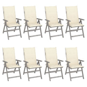 Tuinstoelen 8 stuks acaciahout grijs verstelbaar