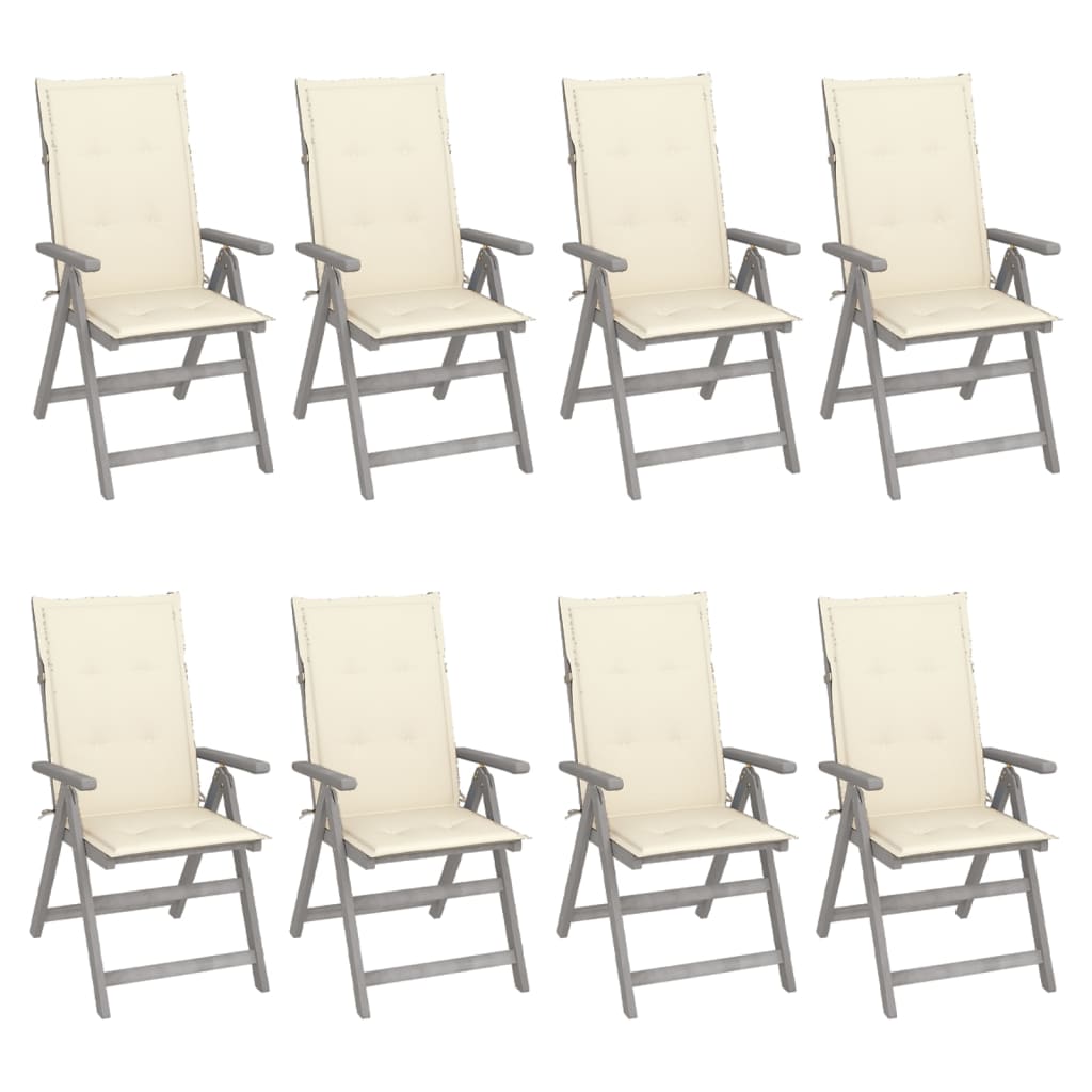 Tuinstoelen Verstelbaar Met Kussens Acaciahout Grijs 8