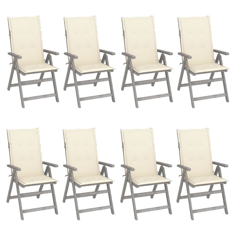 Tuinstoelen Verstelbaar Met Kussens Acaciahout Grijs 8