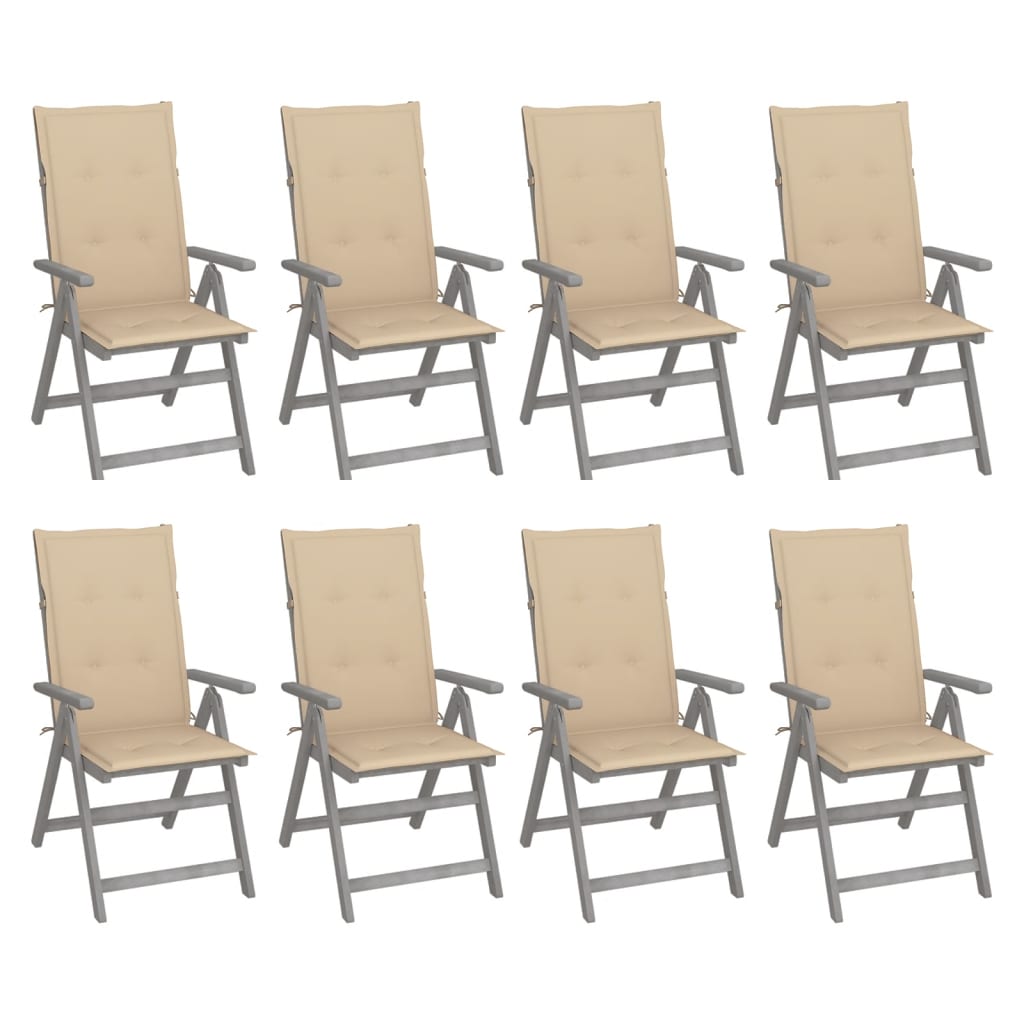 Tuinstoelen Verstelbaar Met Kussens Acaciahout Grijs 8