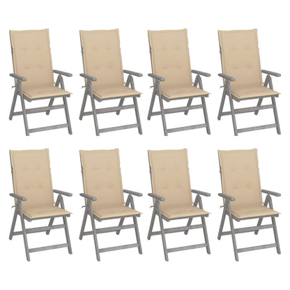Tuinstoelen Verstelbaar Met Kussens Acaciahout Grijs 8