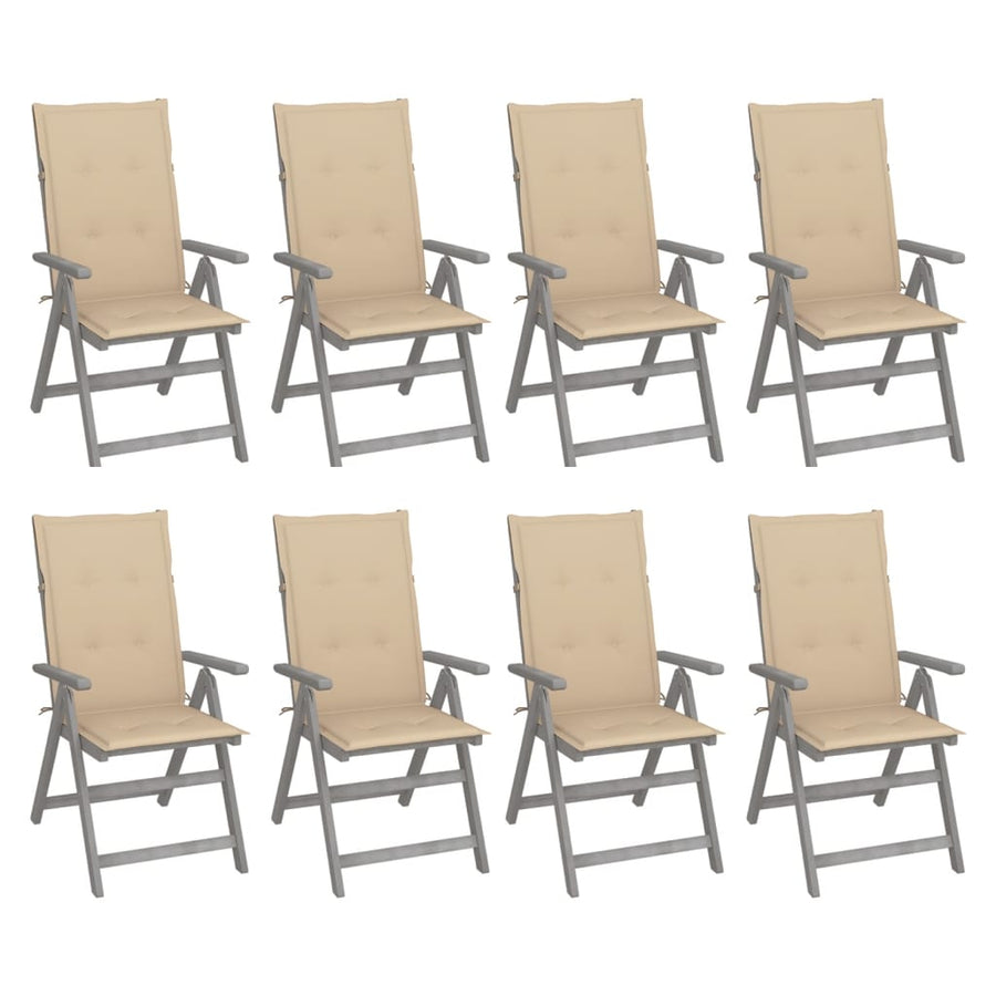 Tuinstoelen Verstelbaar Met Kussens Acaciahout Grijs 8