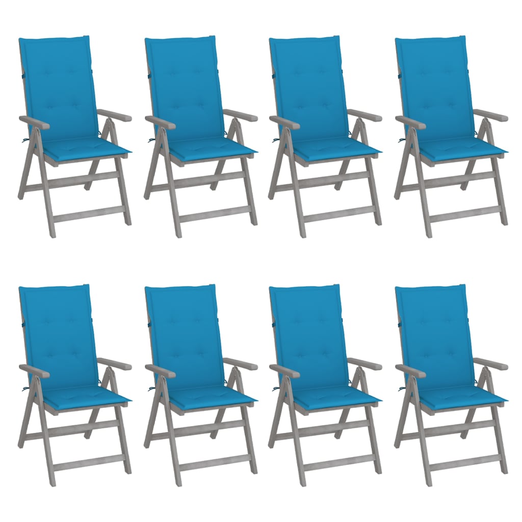 Tuinstoelen Verstelbaar Met Kussens Acaciahout Grijs 8