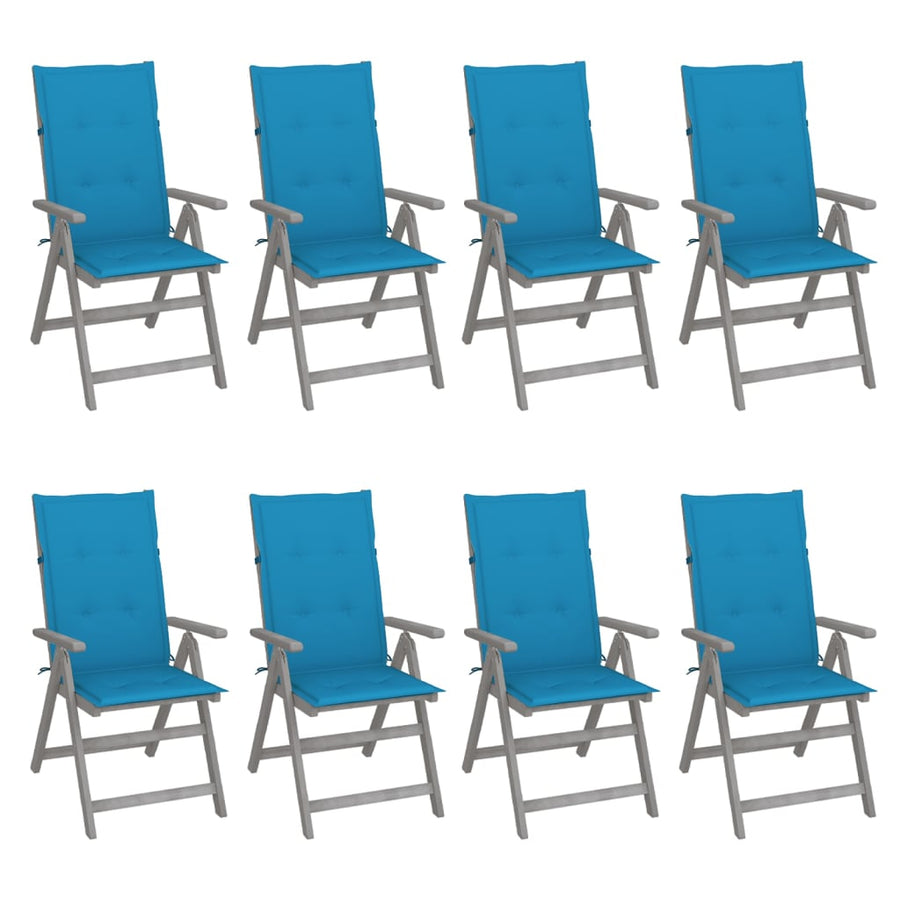 Tuinstoelen Verstelbaar Met Kussens Acaciahout Grijs 8