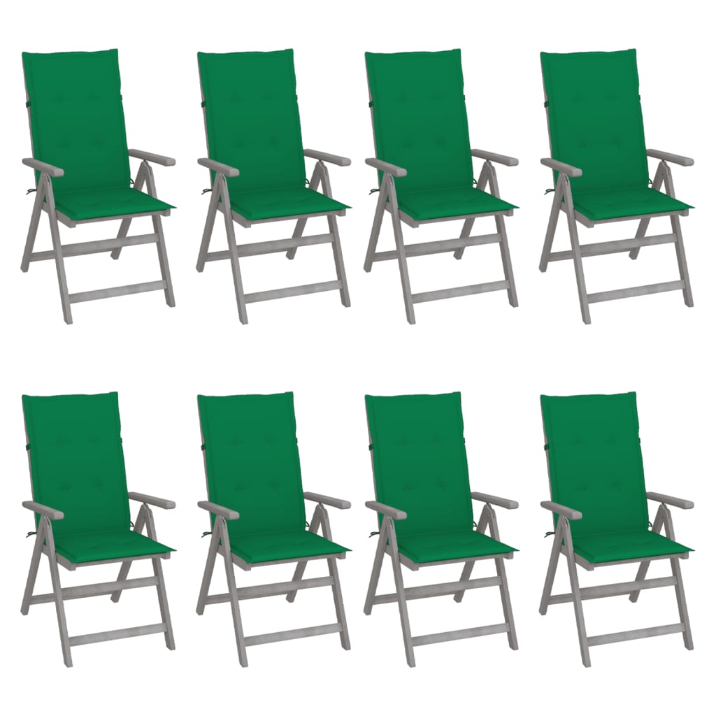 Tuinstoelen Verstelbaar Met Kussens Acaciahout Grijs 8
