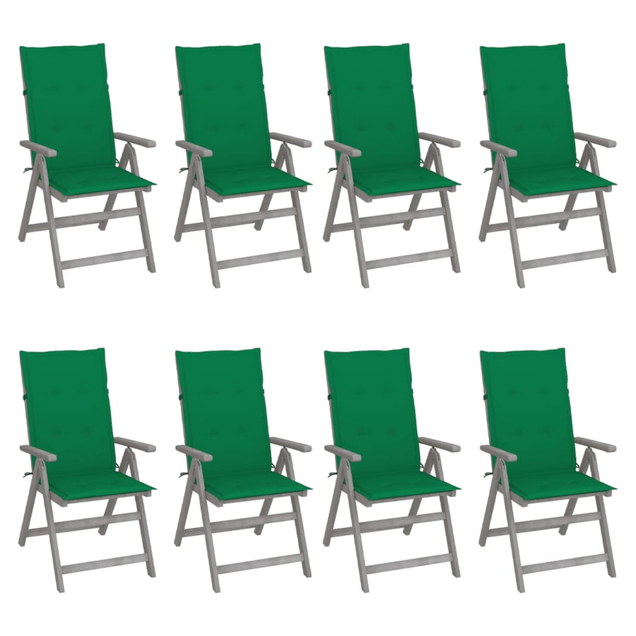 Tuinstoelen Verstelbaar Met Kussens Acaciahout Grijs 8