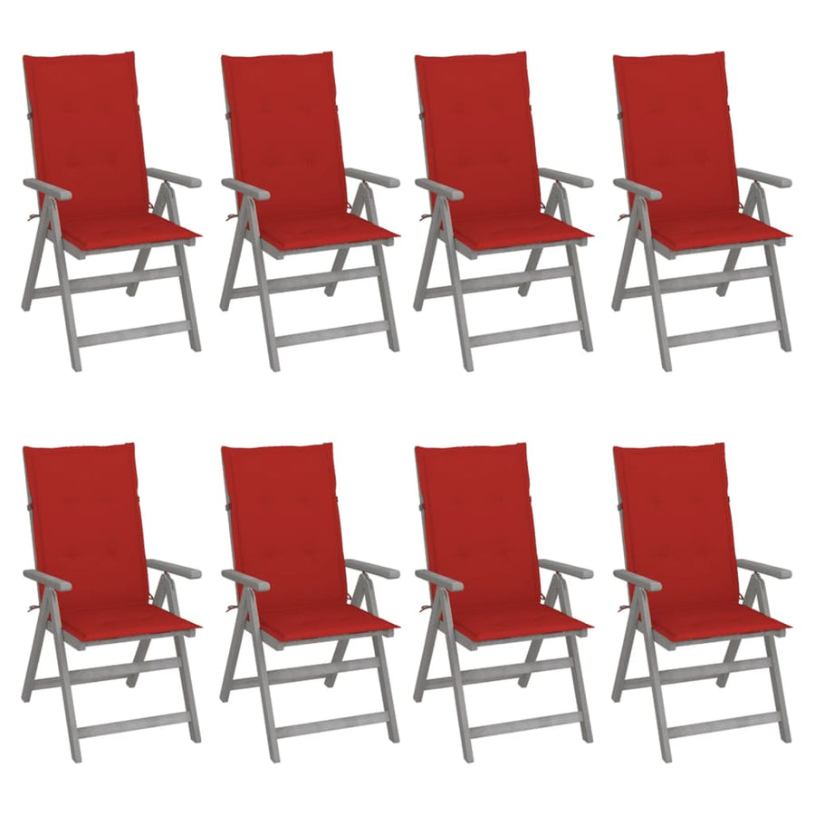 Tuinstoelen Verstelbaar Met Kussens Acaciahout Grijs 8