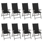 Garden Chairs Adjustable With Cushions Acacia Wood Grey 8