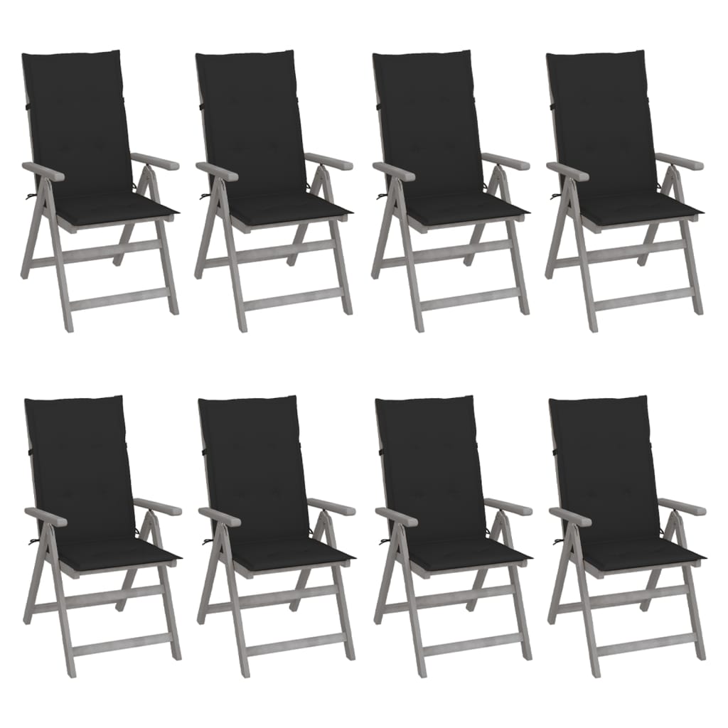 Tuinstoelen Verstelbaar Met Kussens Acaciahout Grijs 8