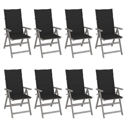 Tuinstoelen Verstelbaar Met Kussens Acaciahout Grijs 8