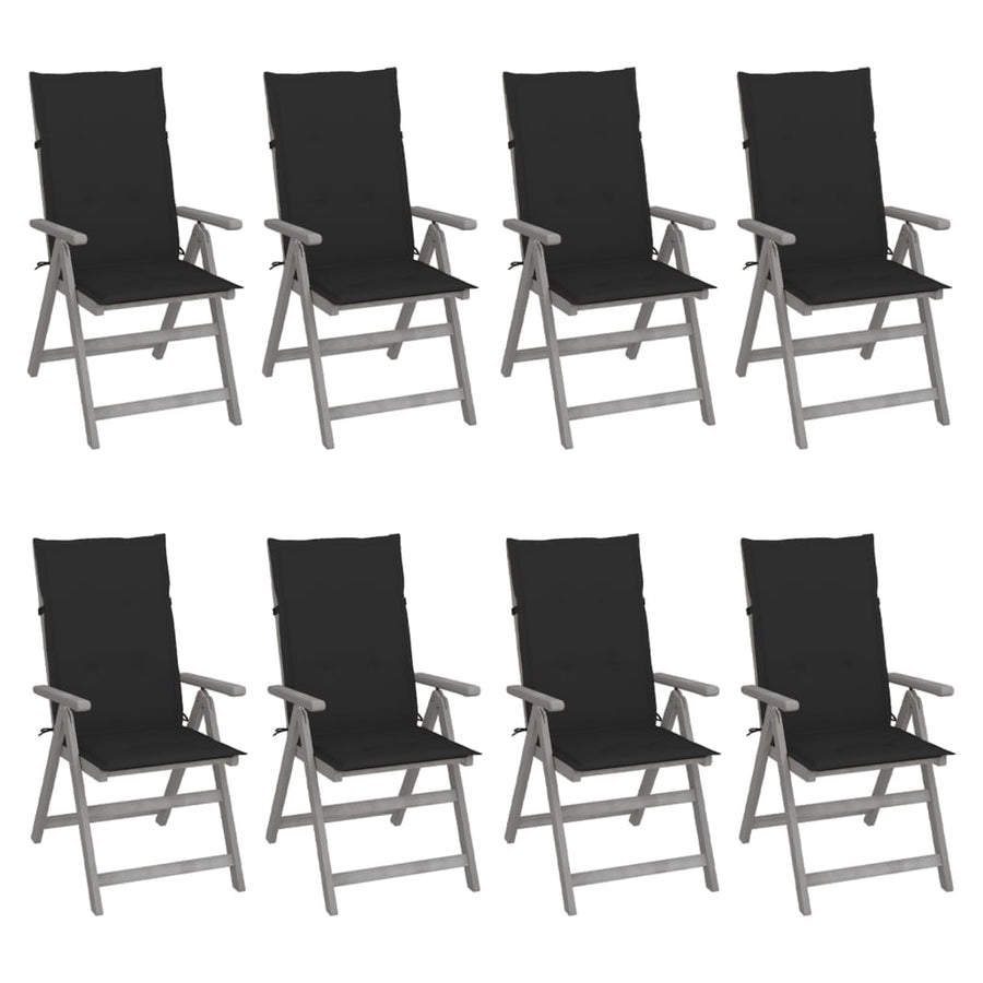 Tuinstoelen Verstelbaar Met Kussens Acaciahout Grijs 8