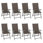 Garden Chairs Adjustable With Cushions Acacia Wood Grey 8
