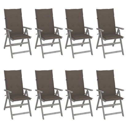 Tuinstoelen Verstelbaar Met Kussens Acaciahout Grijs 8