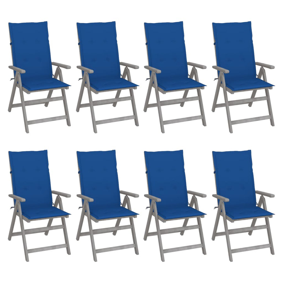 Tuinstoelen Verstelbaar Met Kussens Acaciahout Grijs 8