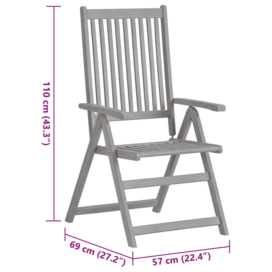 Tuinstoelen Verstelbaar Met Kussens Acaciahout Grijs 8